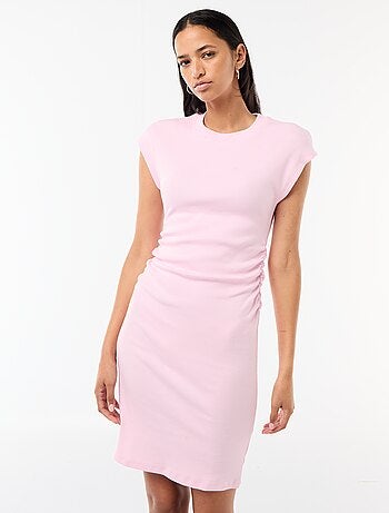 Robe courte sans manches en matière côtelée