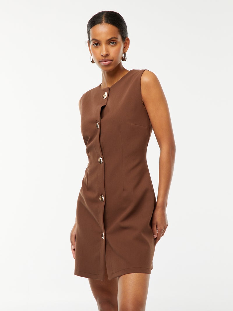 Robe courte sans manches Marron - Kiabi