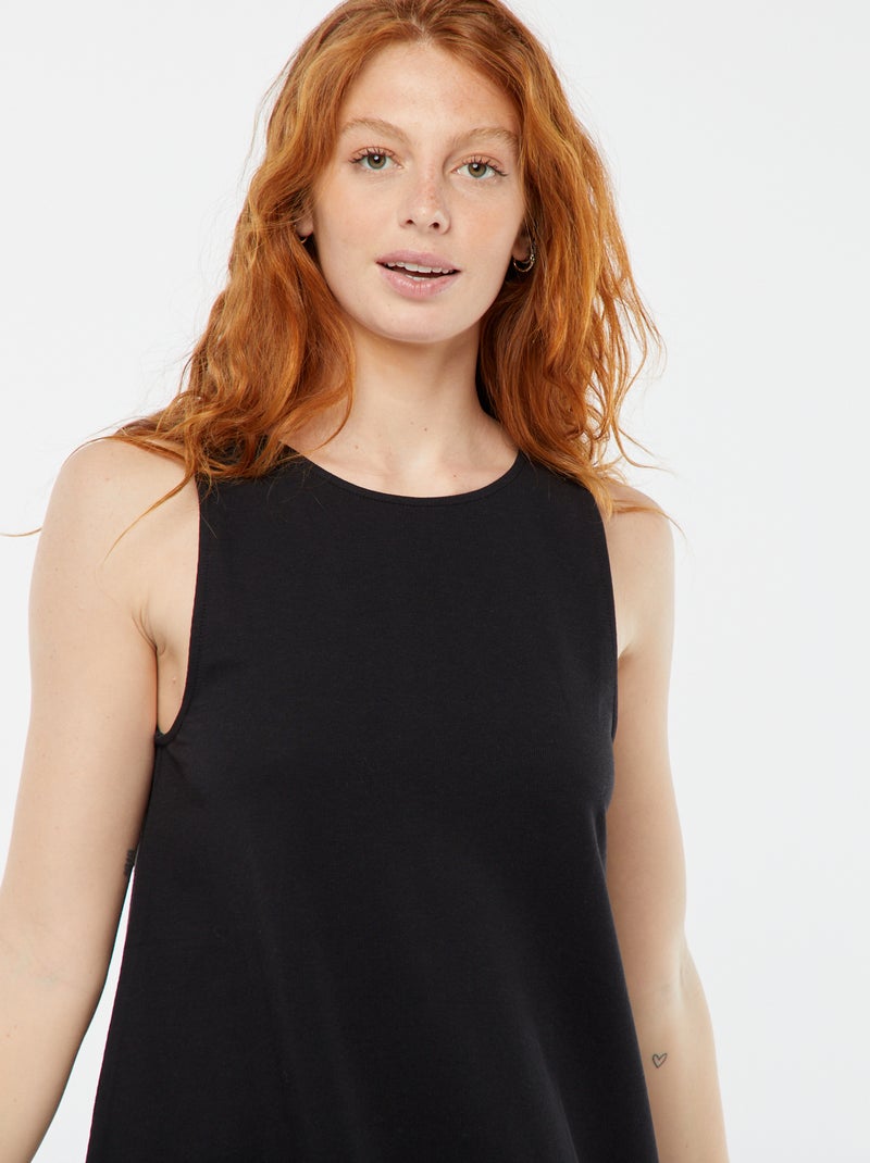 Robe Courte Robe Debardeur Noir Robe Courte Sculpturale – Noir