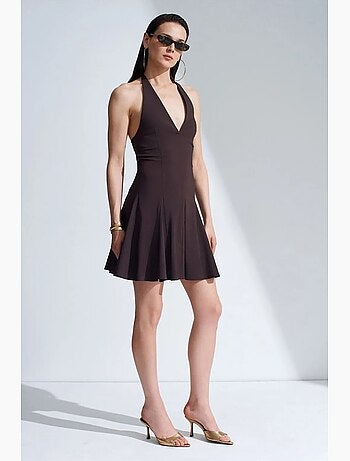Robe courte skater à col halter dilvin