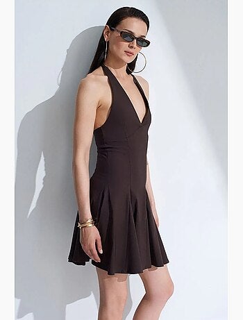 Robe courte skater à col halter dilvin