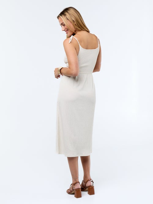 Robe courte smockée unie - Kiabi