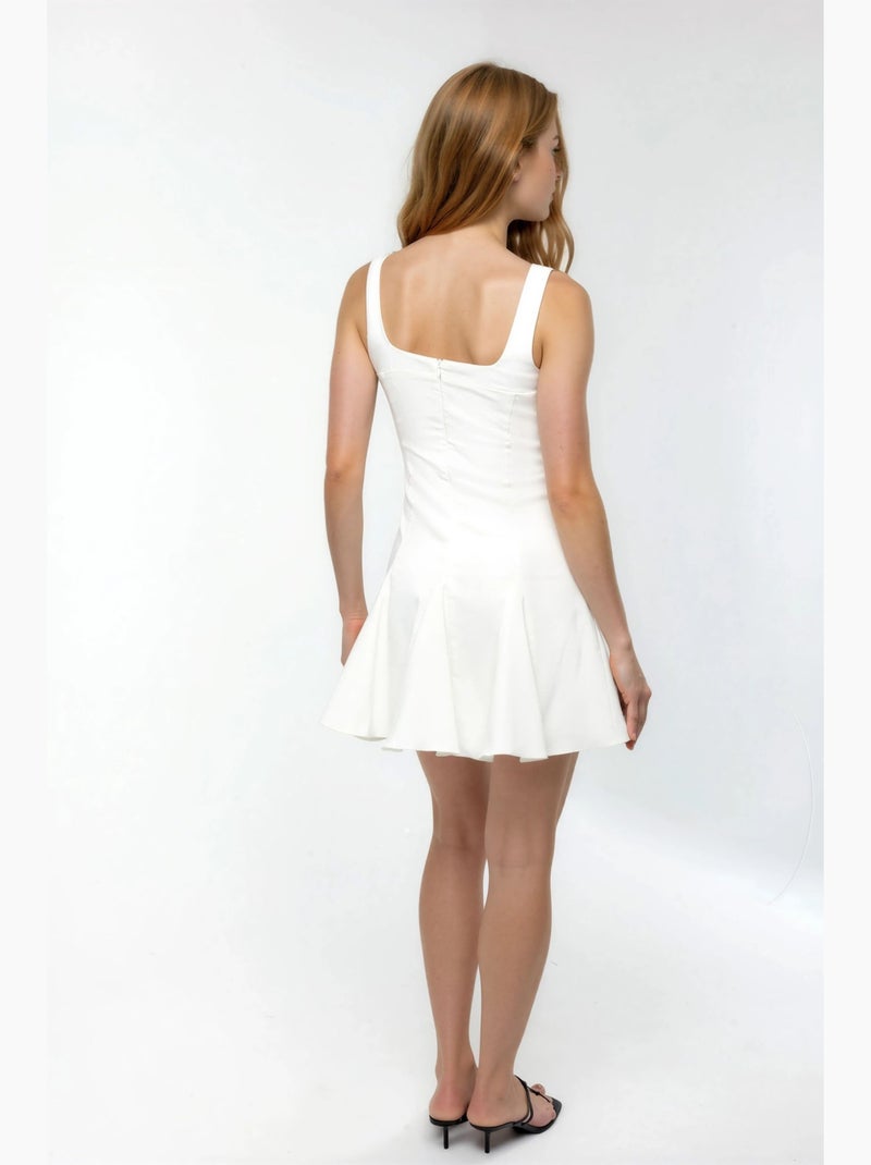 Robe courte trapèze à col carré hiccup Blanc - Kiabi