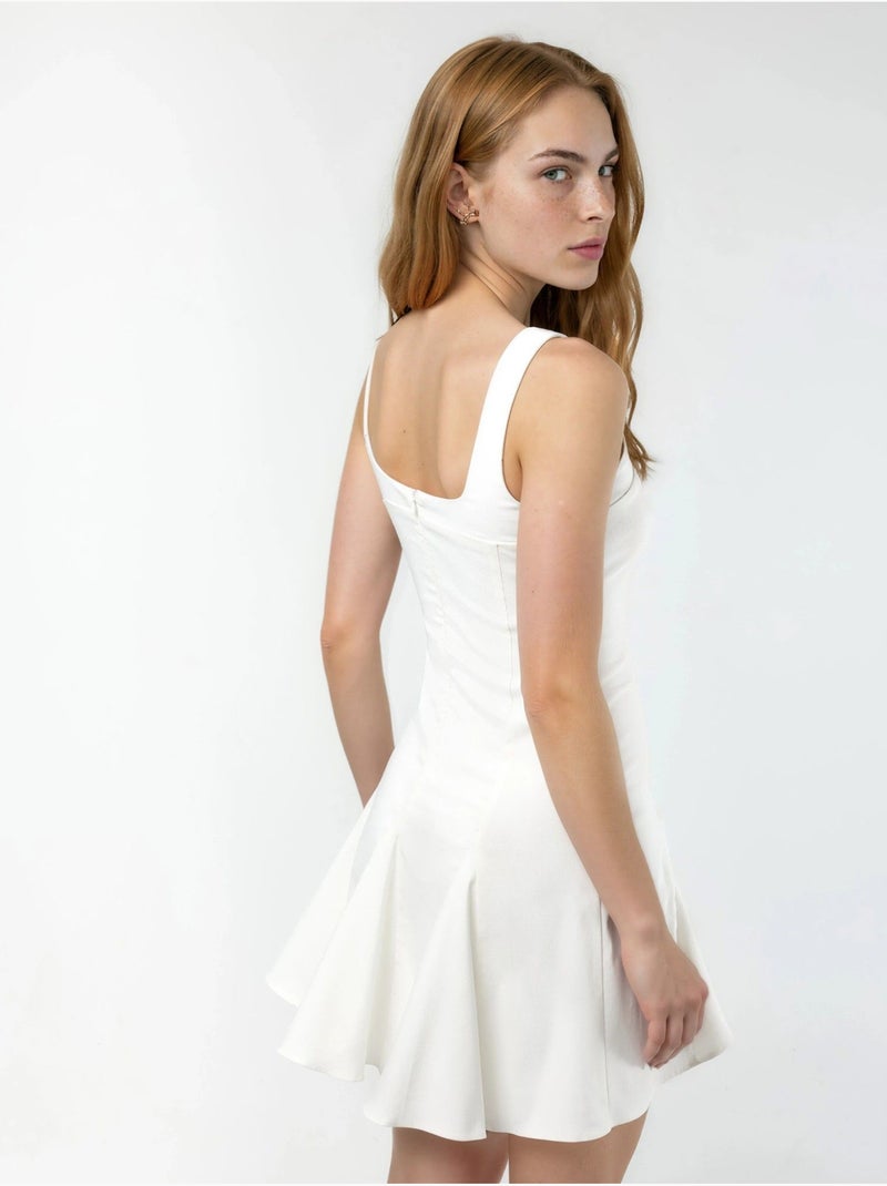 Robe courte trapèze à col carré hiccup Blanc - Kiabi