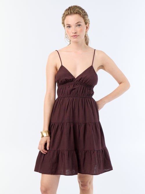 Robe courte unie avec fines bretelles - Kiabi