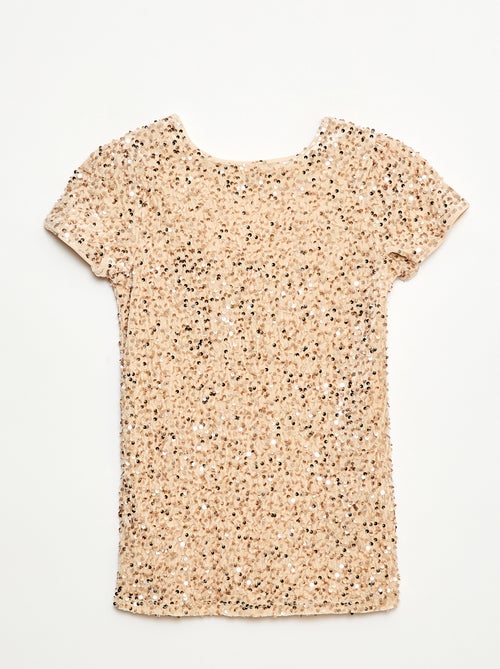 Robe courte velours avec sequins - Kiabi