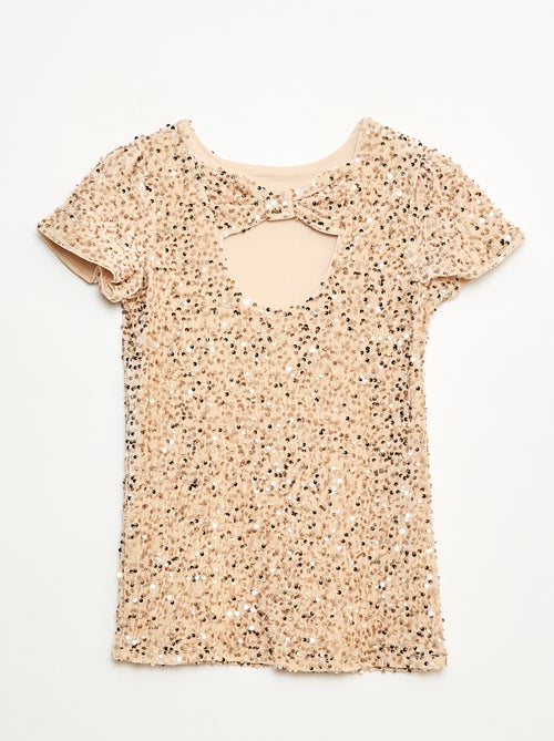 Robe courte velours avec sequins - Kiabi