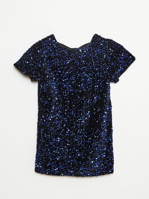 Robe courte velours avec sequins - Kiabi