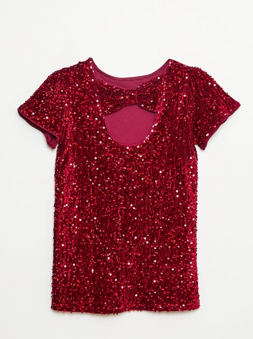 Robe courte velours avec sequins - Kiabi