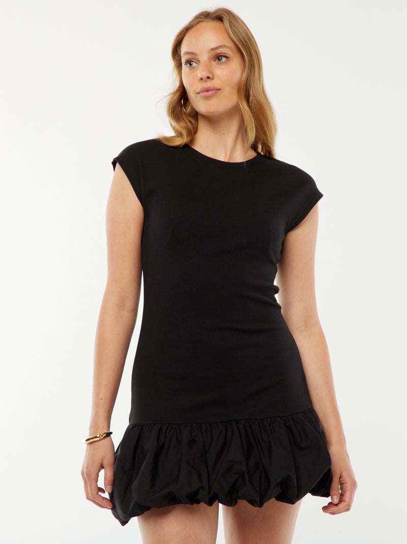 Robe courte volantée sans manches Noir Femme Kiabi