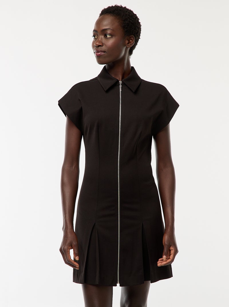 Robe courte zippée Noir - Kiabi