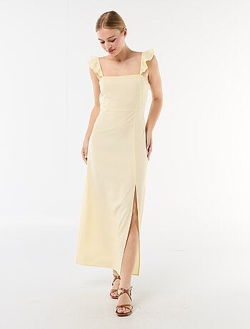 Robe de cérémonie à bretelles volantées