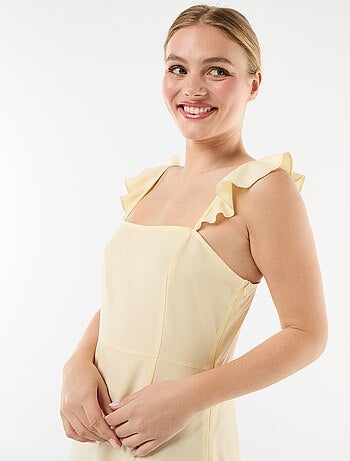 Robe de cérémonie à bretelles volantées