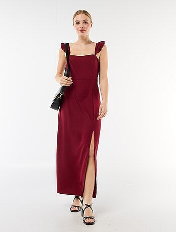 Robe de cérémonie à bretelles volantées