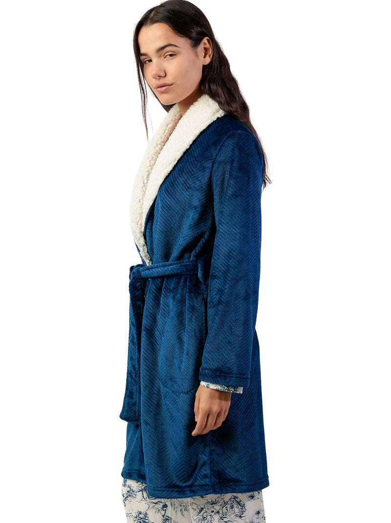 Robe de chambre luxury leaves Bleu - Kiabi