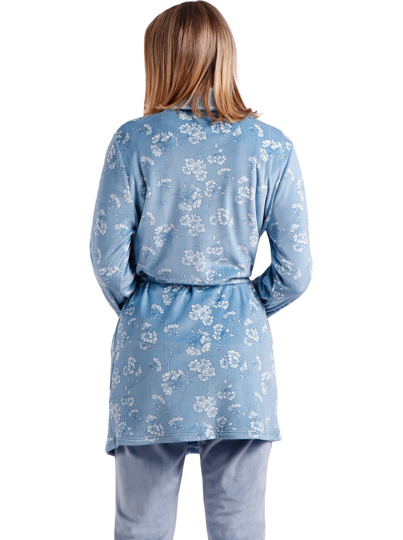 Robe de chambre white flowers Bleu - Kiabi
