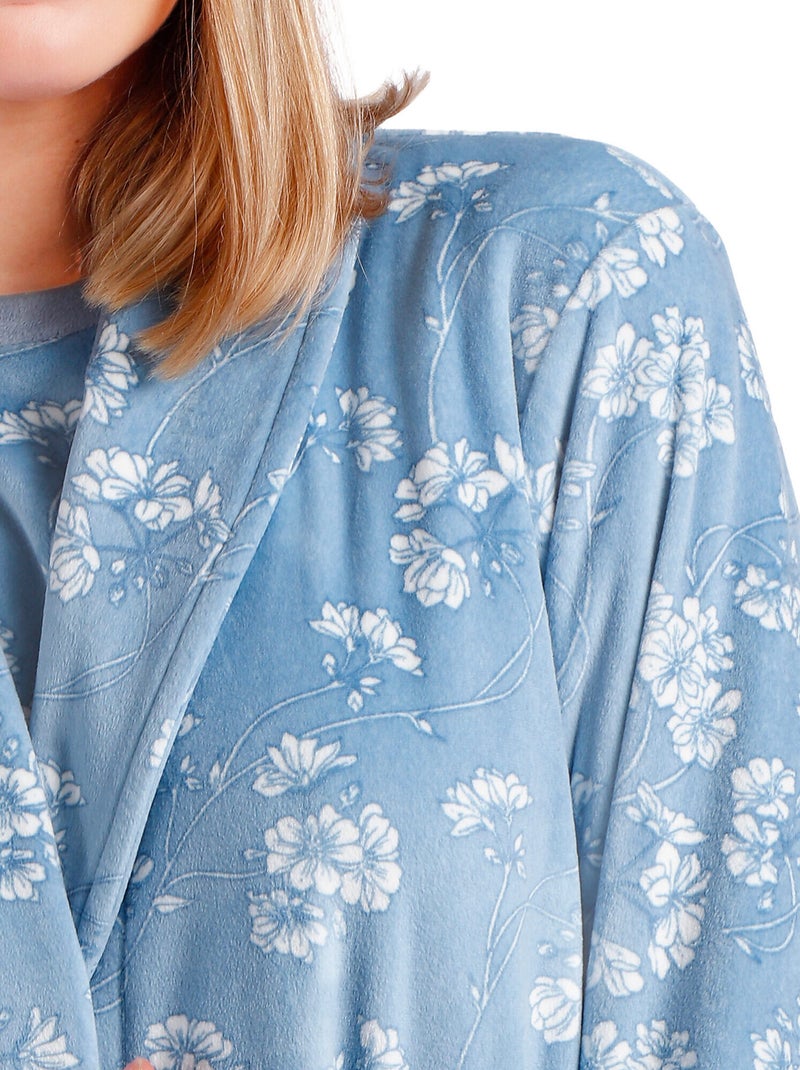 Robe de chambre white flowers Bleu - Kiabi