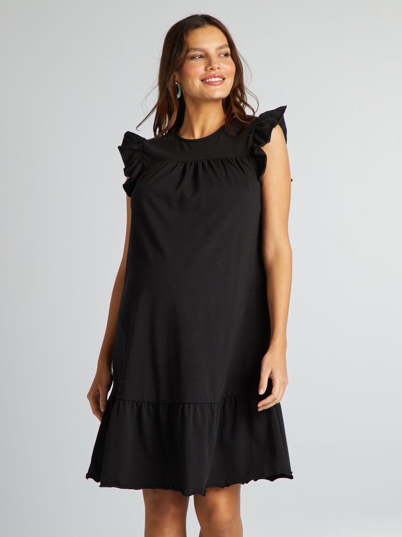 Robe de grossesse à volants - Only Maternity noir - Kiabi