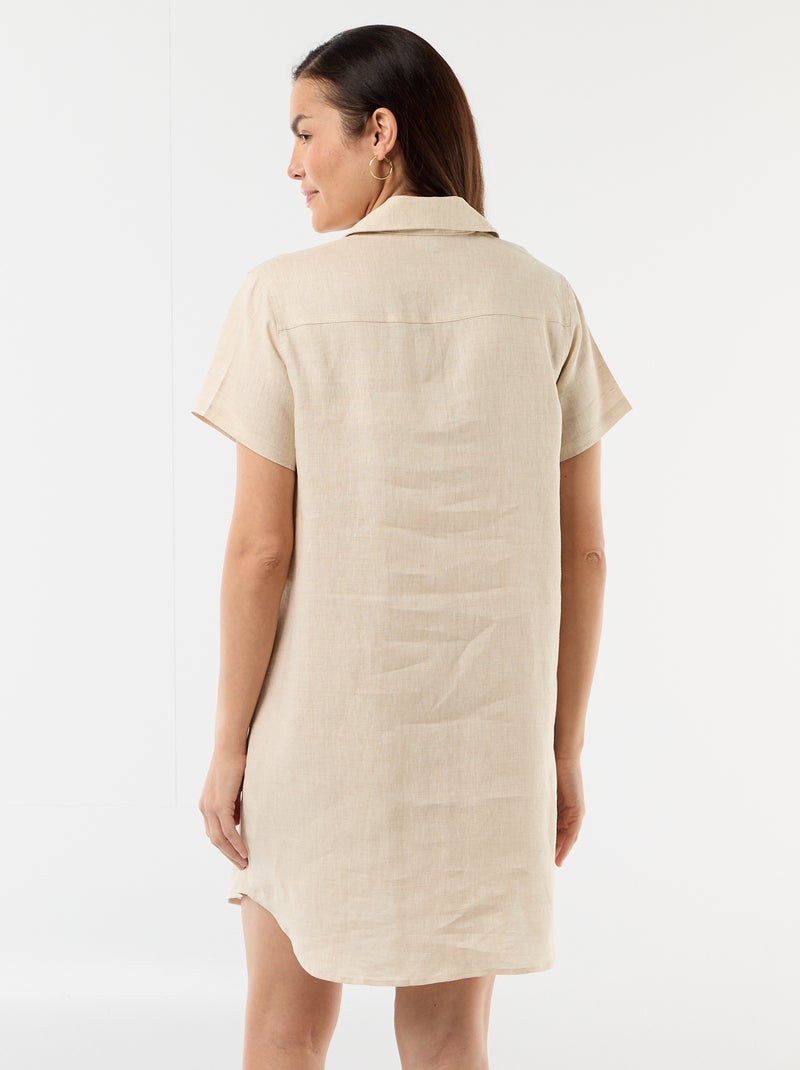 Robe de maternité en lin Beige - Kiabi