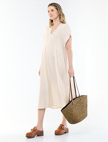 Robe de maternité en lin mélangé