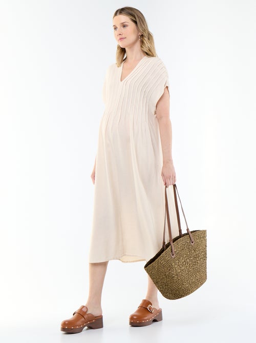 Robe de maternité en lin mélangé - Kiabi