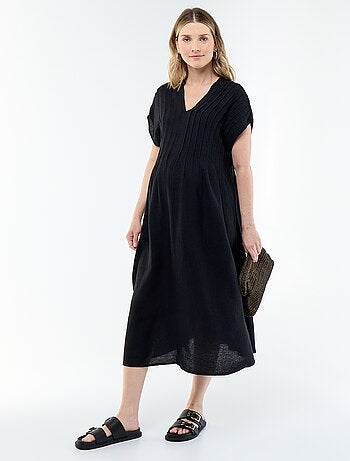 Robe de maternité en lin mélangé