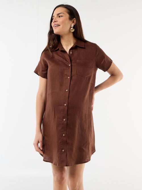Robe de maternité imprimée en lin mélangé - Kiabi