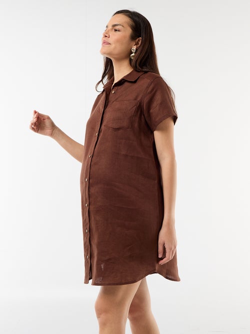 Robe de maternité imprimée en lin mélangé - Kiabi