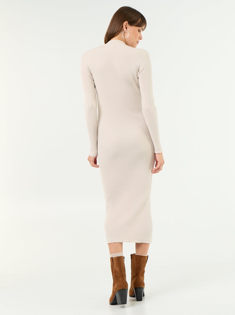 Robe de maternité longue et côtelée Gris - Kiabi