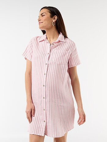 Robe de maternité rayée en lin