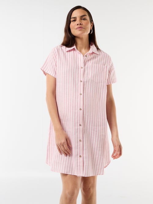 Robe de maternité rayée en lin - Kiabi