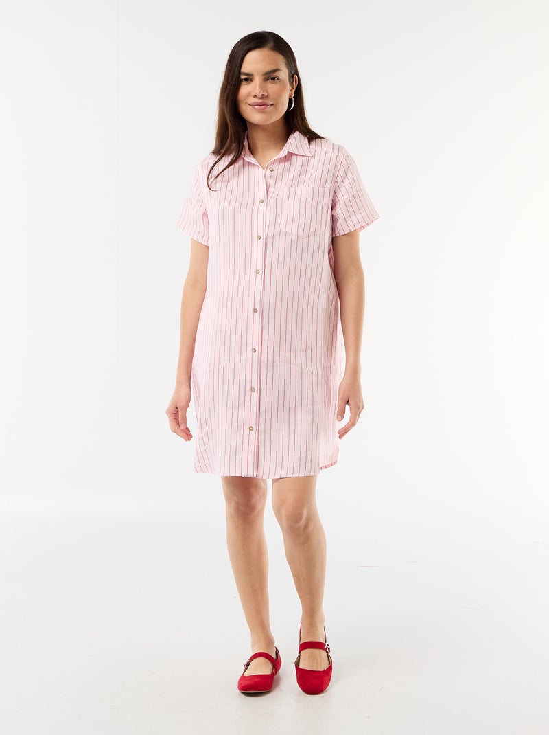 Robe de maternité rayée en lin Rose - Kiabi