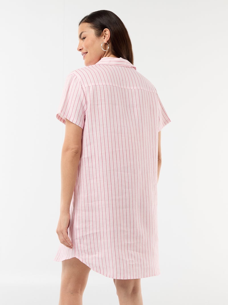 Robe de maternité rayée en lin Rose - Kiabi