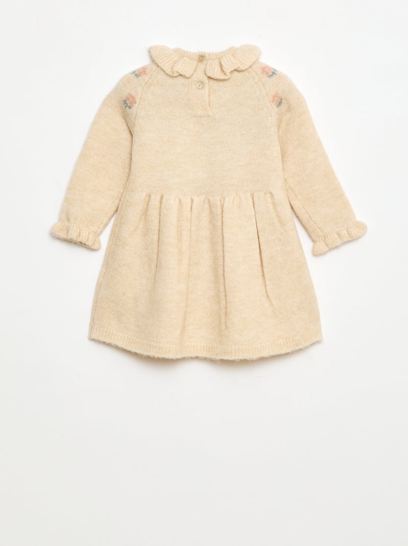 Modele Robe Avec Collerette Robe de Noël avec collerette - Beige - Bébé fille - 13.00€ - Kiabi