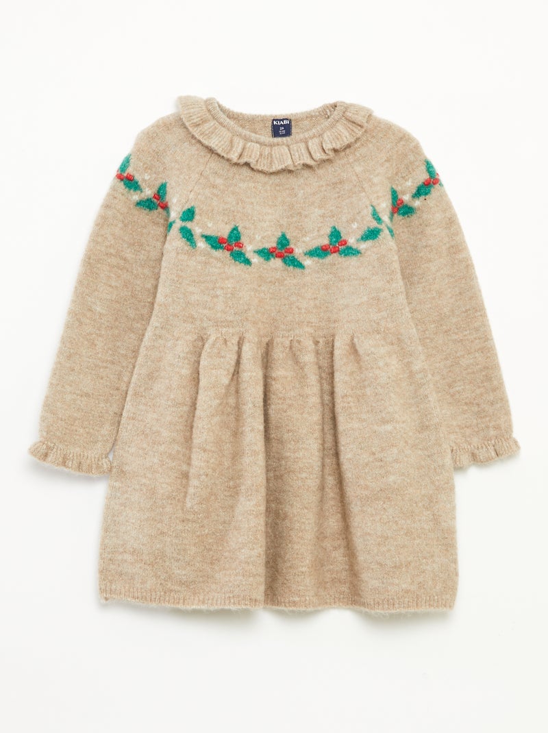 Robe de Noël avec collerette Beige - Kiabi