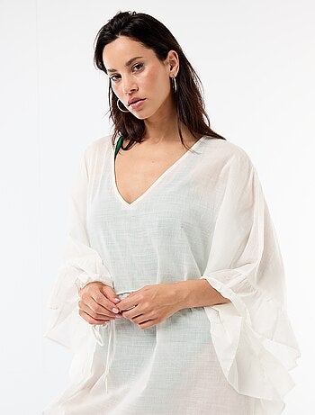 Robe de plage avec emmanchures volantées