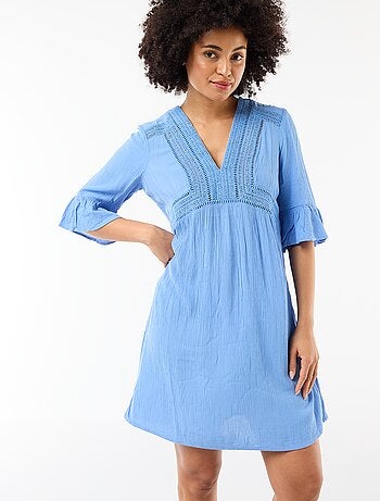 Robe de plage en maille crêpe et macramé