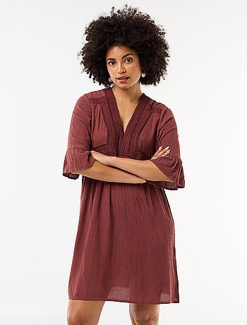 Robe de plage en maille crêpe et macramé