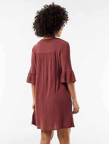 Robe de plage en maille crêpe et macramé