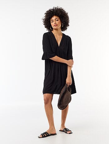 Robe de plage en maille crêpe et macramé