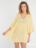 Robe de plage fluide en maille crêpe Jaune - Kiabi