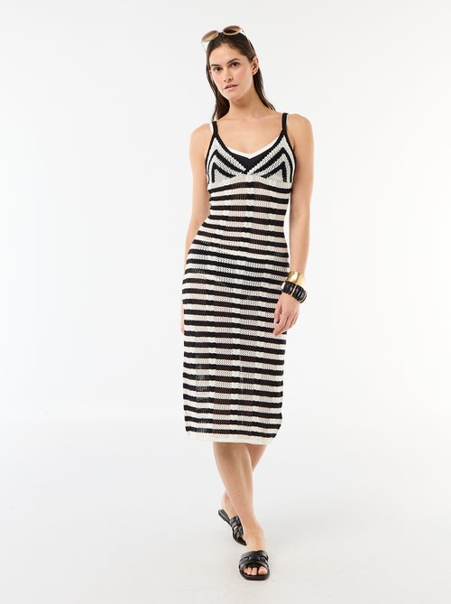 Robe de plage longue en maille crochet - Kiabi