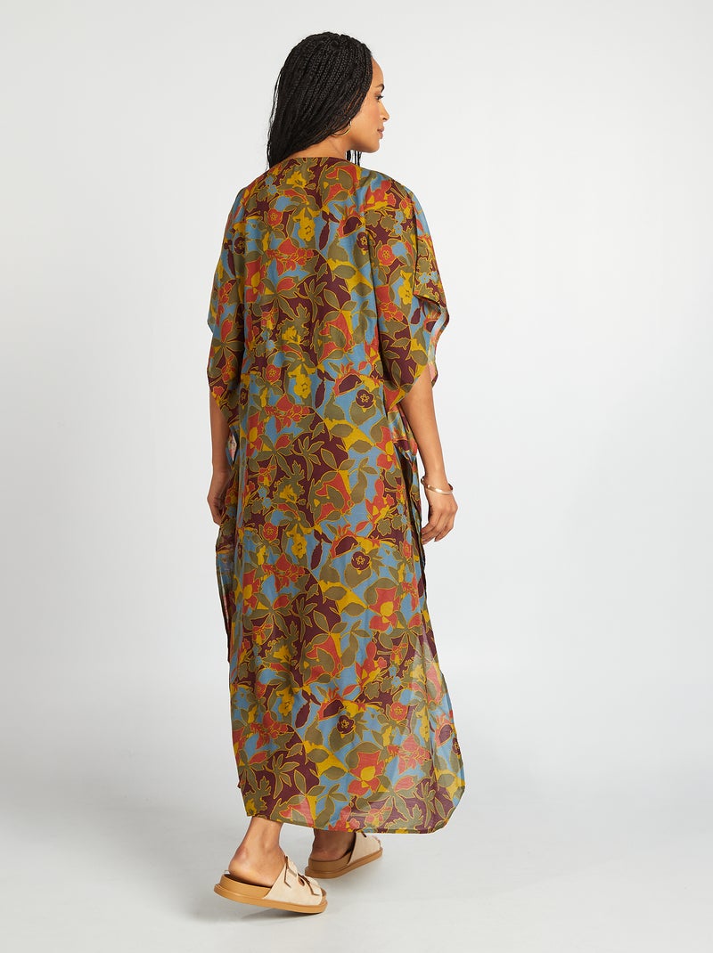 Robe de plage longue ouverte imprimée Imprimé fleuri - Kiabi