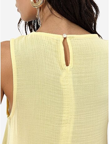 Robe de plage mi-longue en coton texturé avec fente hiccup