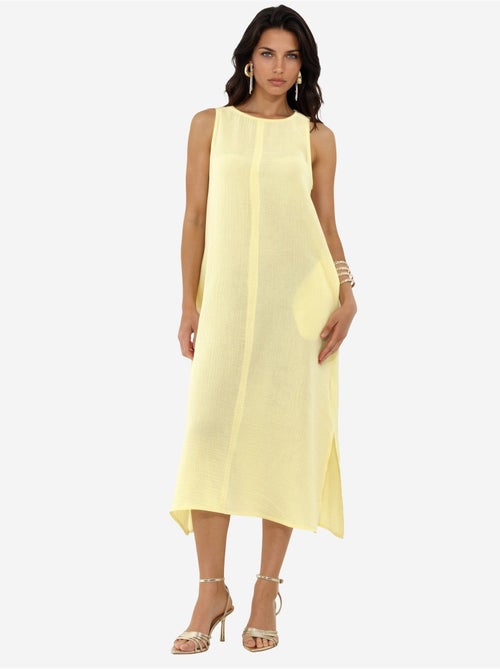 Robe de plage mi-longue en coton texturé avec fente hiccup - Kiabi Robe de plage mi-longue en coton texturé avec fente hiccup - Kiabi