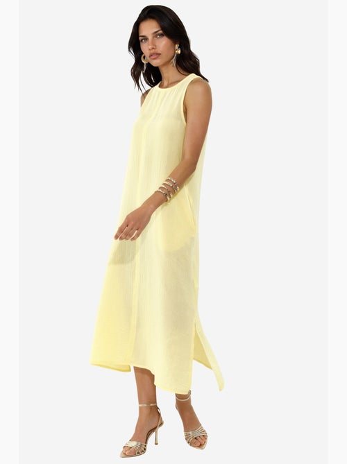 Robe de plage mi-longue en coton texturé avec fente hiccup - Kiabi Robe de plage mi-longue en coton texturé avec fente hiccup - Kiabi