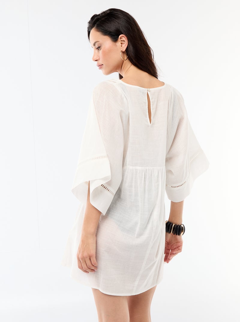 Robe de plage mi-longue unie Blanc - Kiabi