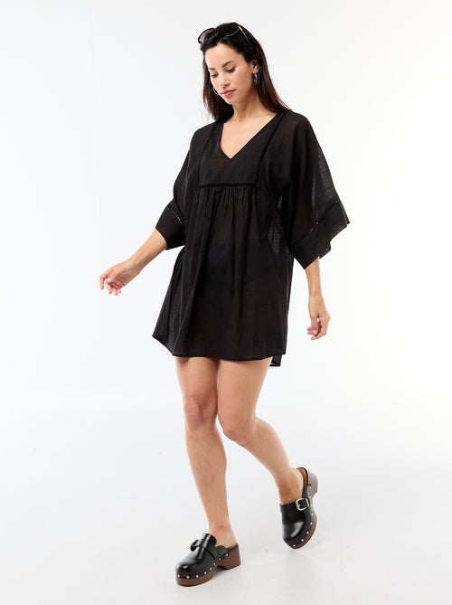 Robe de plage mi-longue unie - Kiabi