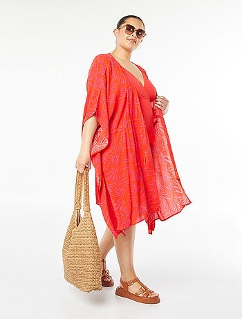 Robe de plage ouverte et imprimée