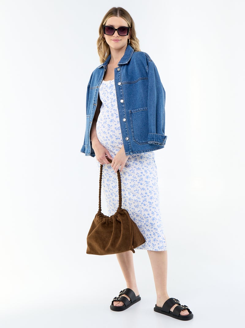 Robe débardeur de maternité en rib Beige - Kiabi